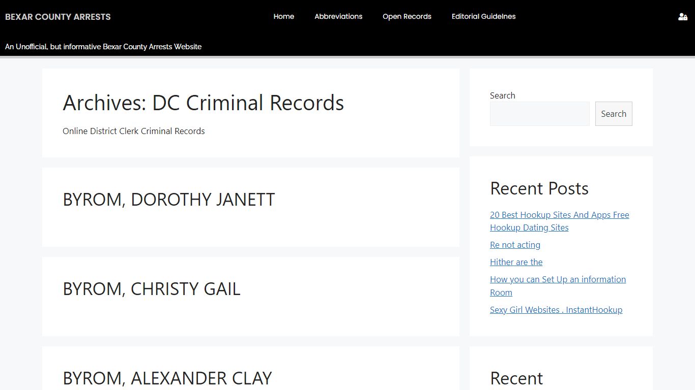 DC Criminal Records - Bexar County Arrests - Bexar County, TX