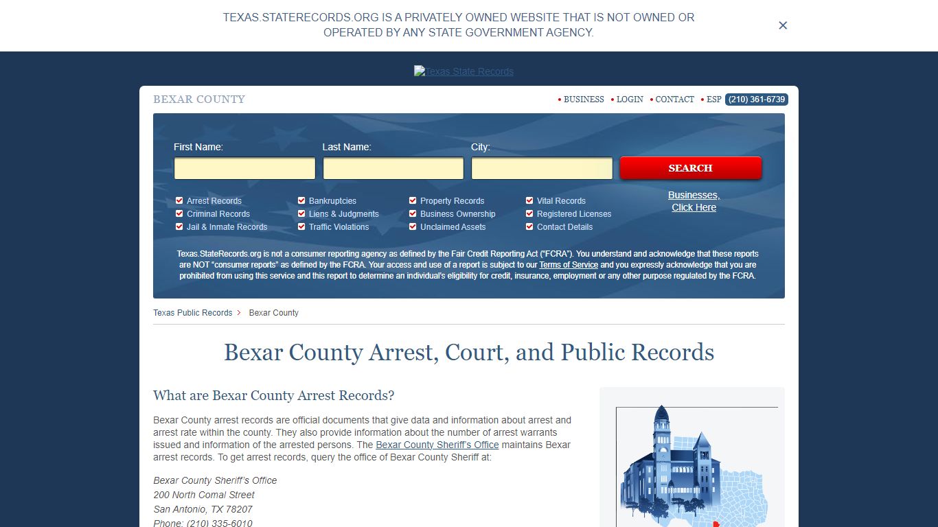 Bexar County Arrest, Court, and Public Records